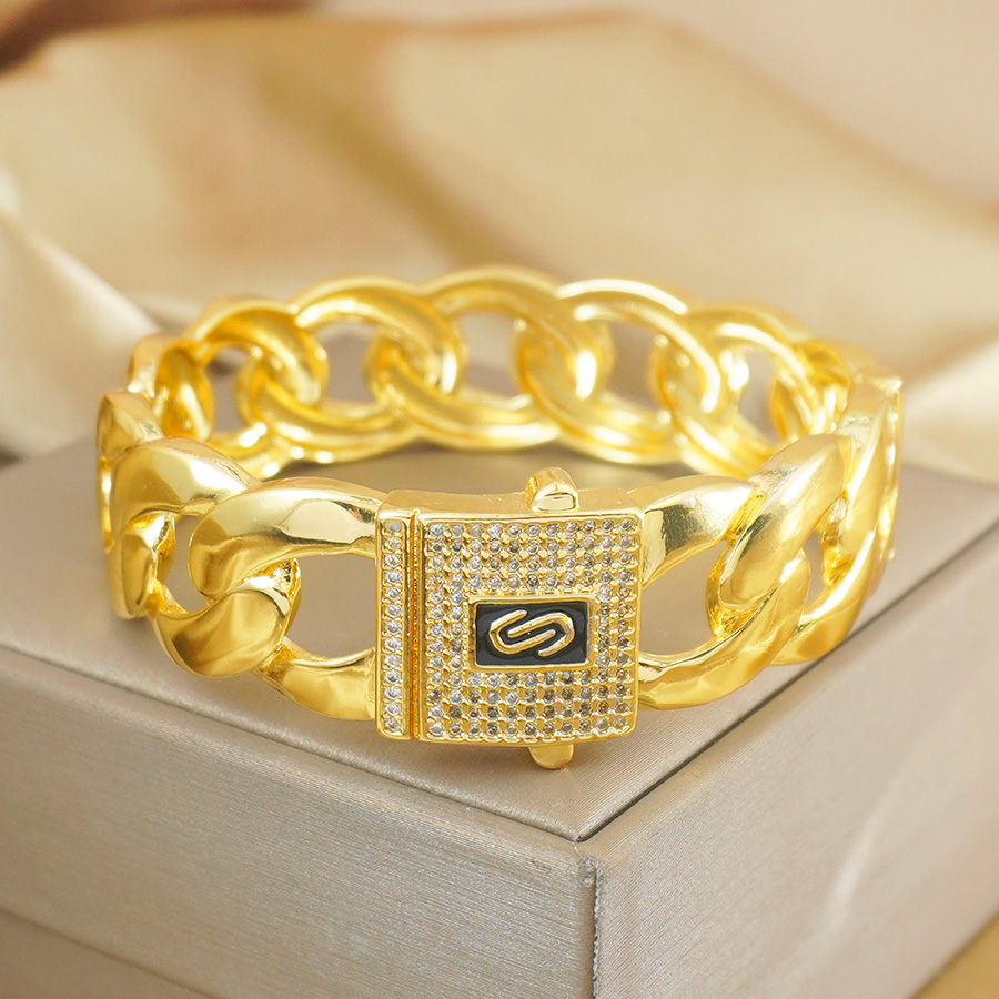 Women Accessories Dubai - Cuba Chain Neutral Fashion Bracelet, 24K